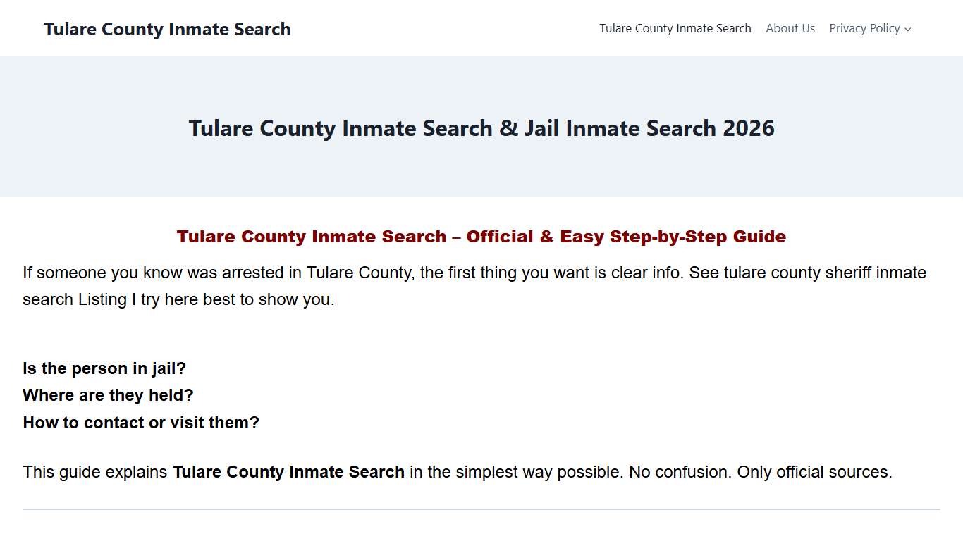 Tulare County Inmate Search & Jail Inmate Search​ 2026