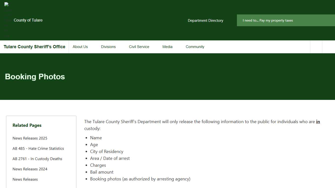 Booking Photos Tulare